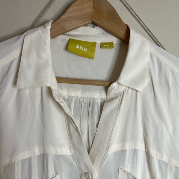 ANTHROPOLOGIE MAEVE WHITE BUTTON DOWN SHIRT SIZE SMALL - Picture 5 of 5
